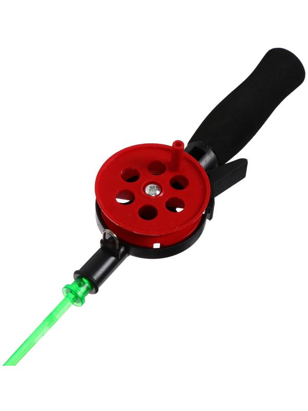 Удочка зимняя, ручка неопрен, диаметр катушки 5.5 см, длина 33 см, цвет красный, HFB-34