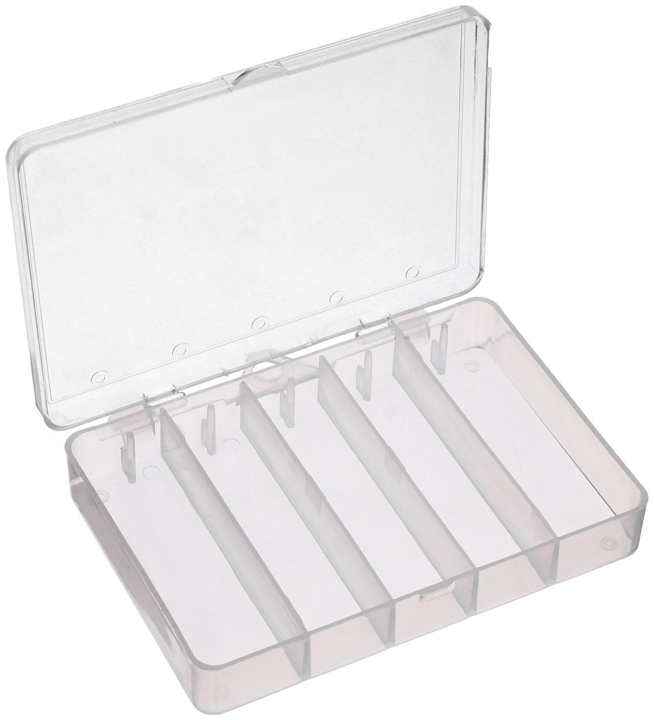 Контейнер под рыболовные принадлежности, маленький, 5 отделений, 11.5х9.5х2 см