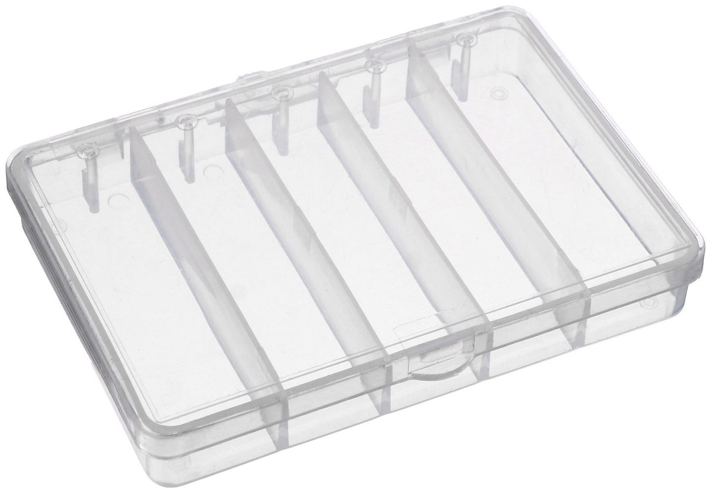 Контейнер под рыболовные принадлежности, маленький, 5 отделений, 11.5х9.5х2 см