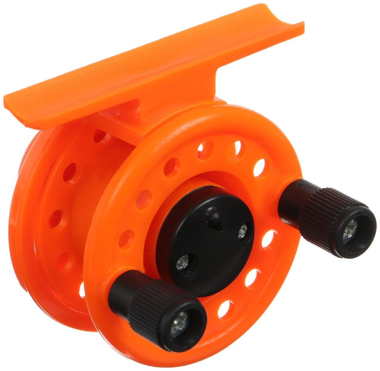 Катушка инерционная, пластик, диаметр 5 см, цвет оранжевый, 108