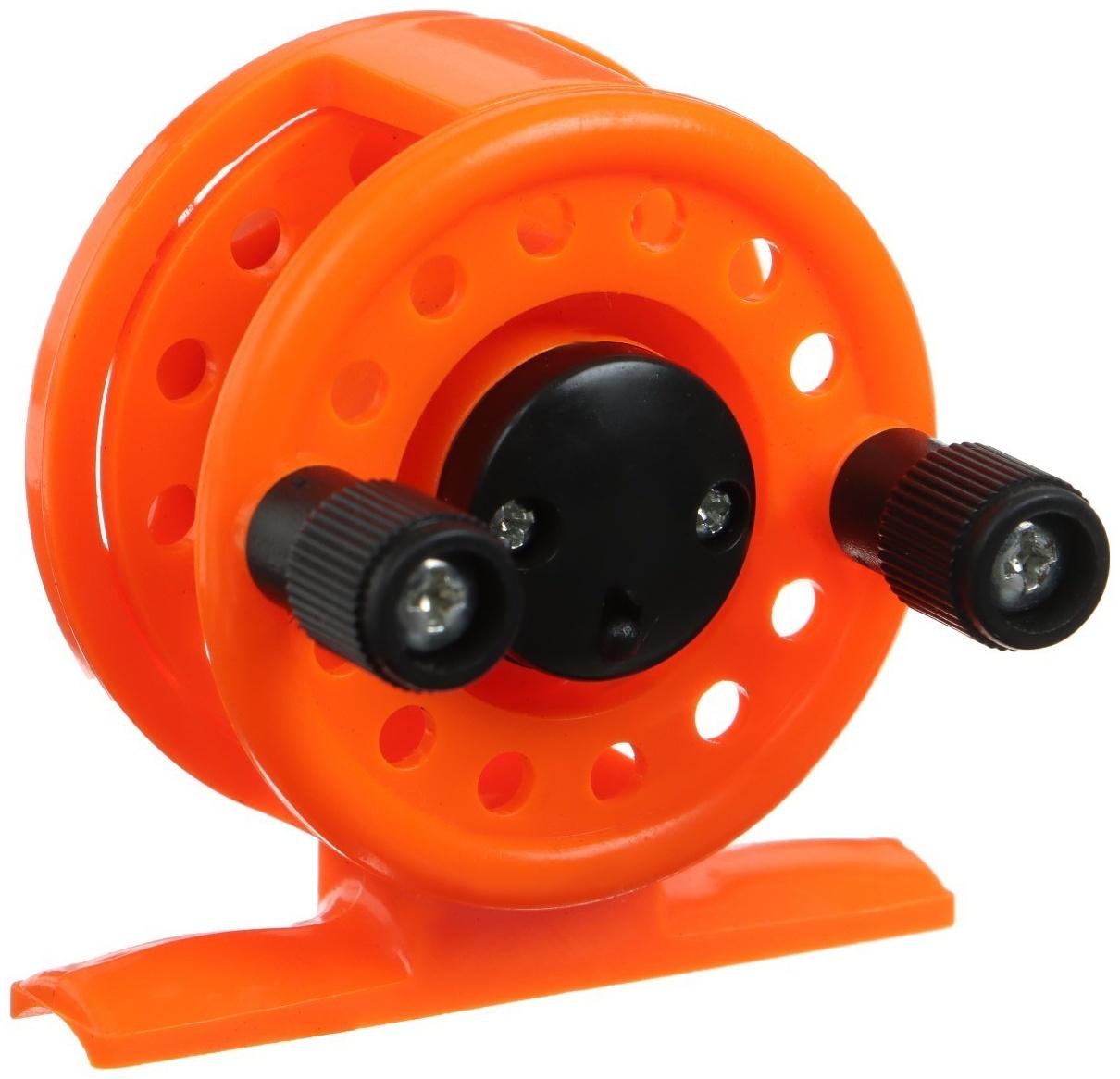 Катушка инерционная, пластик, диаметр 5 см, цвет оранжевый, 108