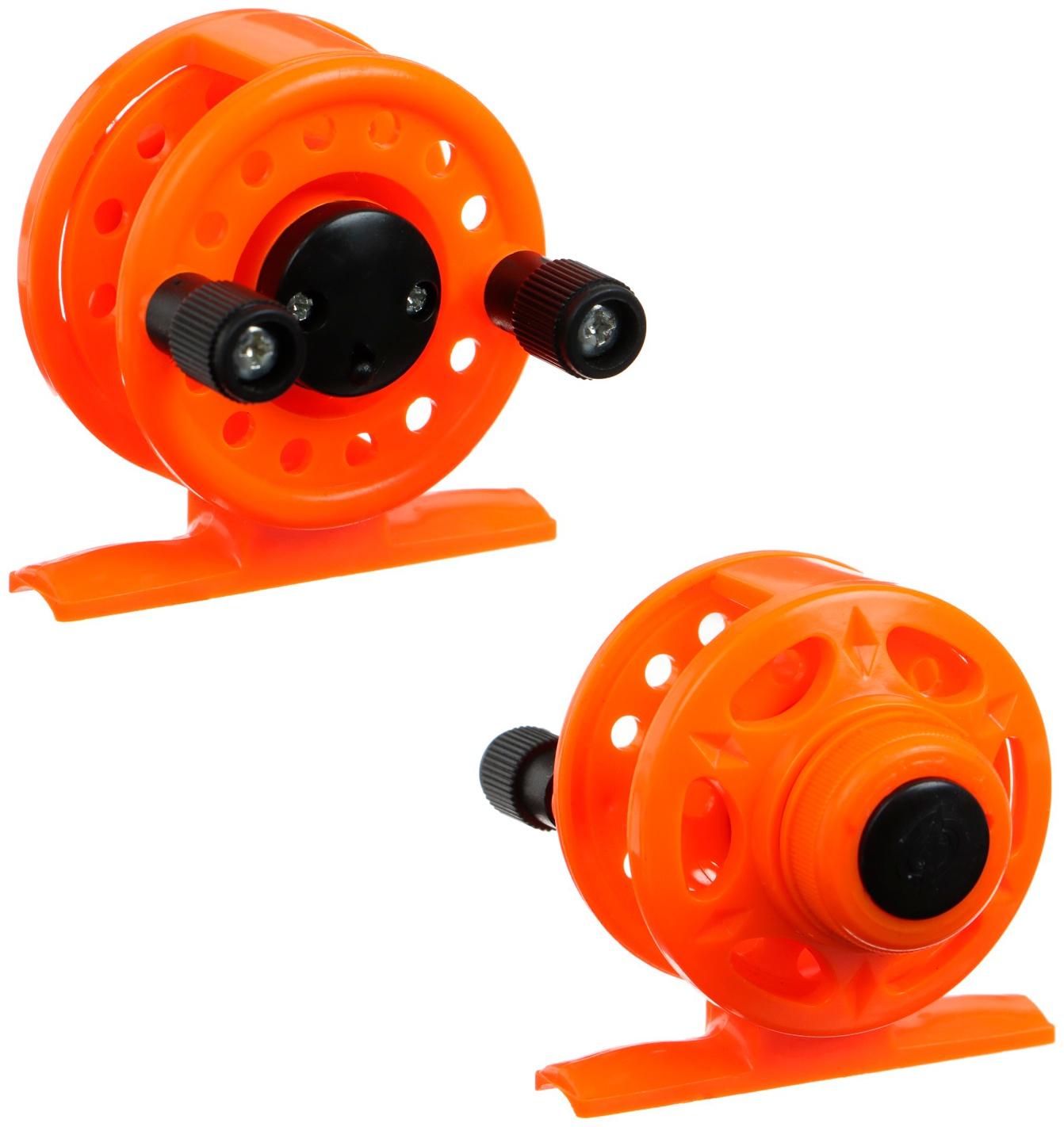 Катушка инерционная, пластик, диаметр 5 см, цвет оранжевый, 108