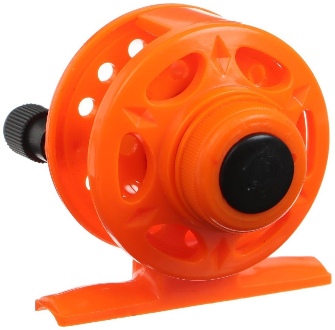 Катушка инерционная, пластик, диаметр 5 см, цвет оранжевый, 108