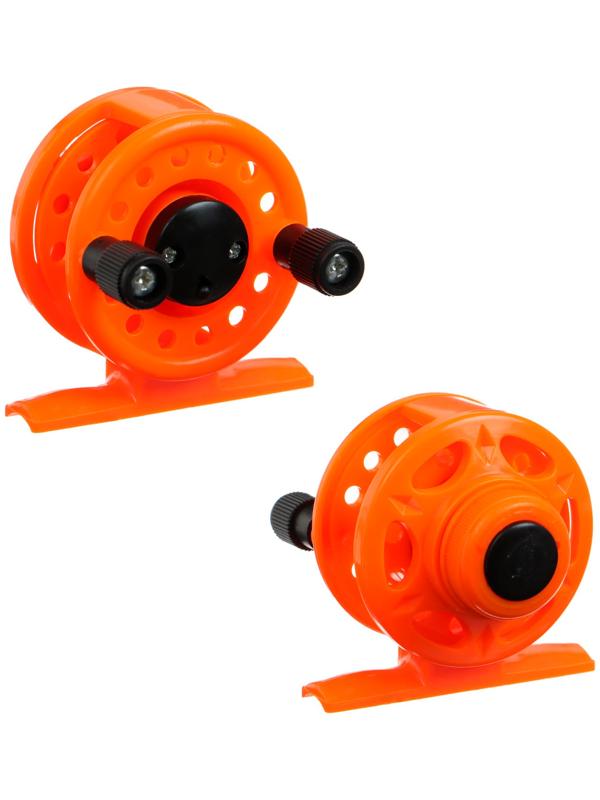 Катушка инерционная, пластик, диаметр 5 см, цвет оранжевый, 108