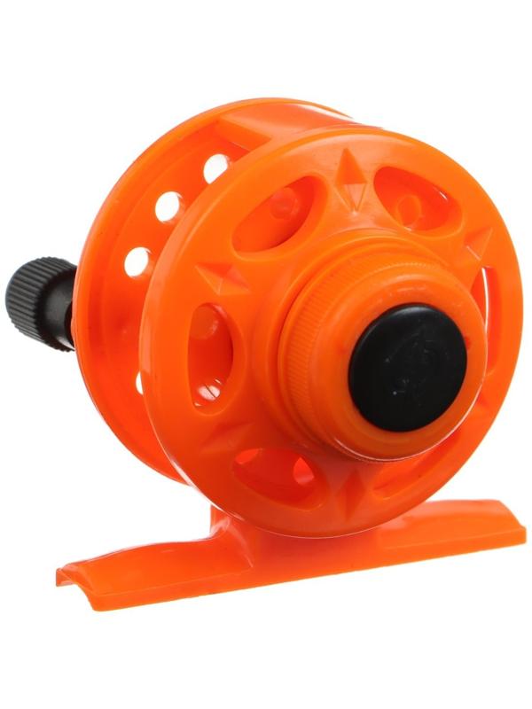 Катушка инерционная, пластик, диаметр 5 см, цвет оранжевый, 108
