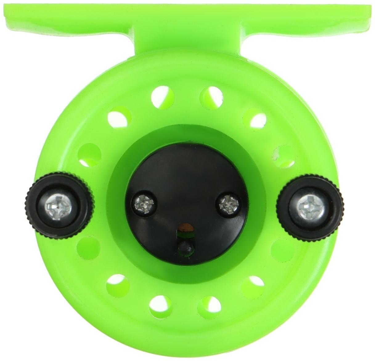 Катушка инерционная, пластик, диаметр 5 см, цвет салатовый, 108