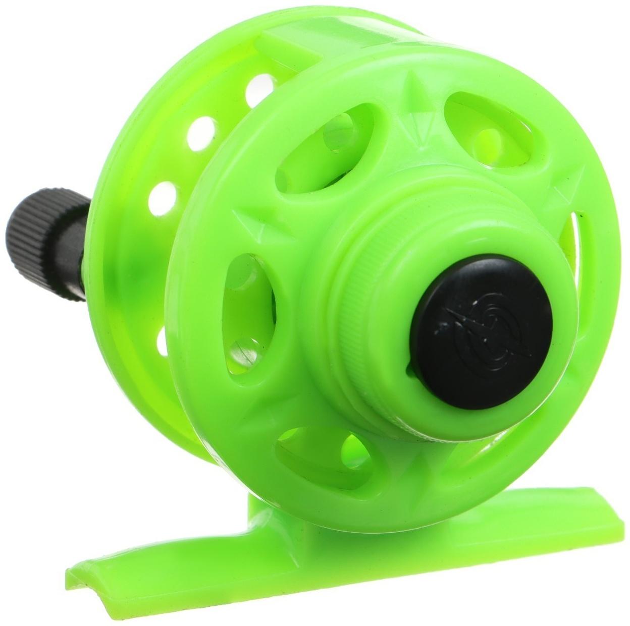 Катушка инерционная, пластик, диаметр 5 см, цвет салатовый, 108