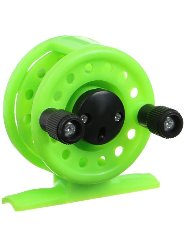 Катушка инерционная, пластик, диаметр 5 см, цвет салатовый, 108