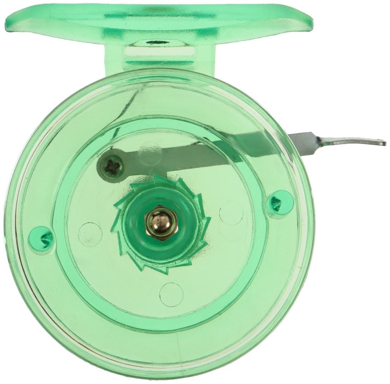 Катушка инерционная, пластик, диаметр 6.5 см, цвет салатовый, 808S