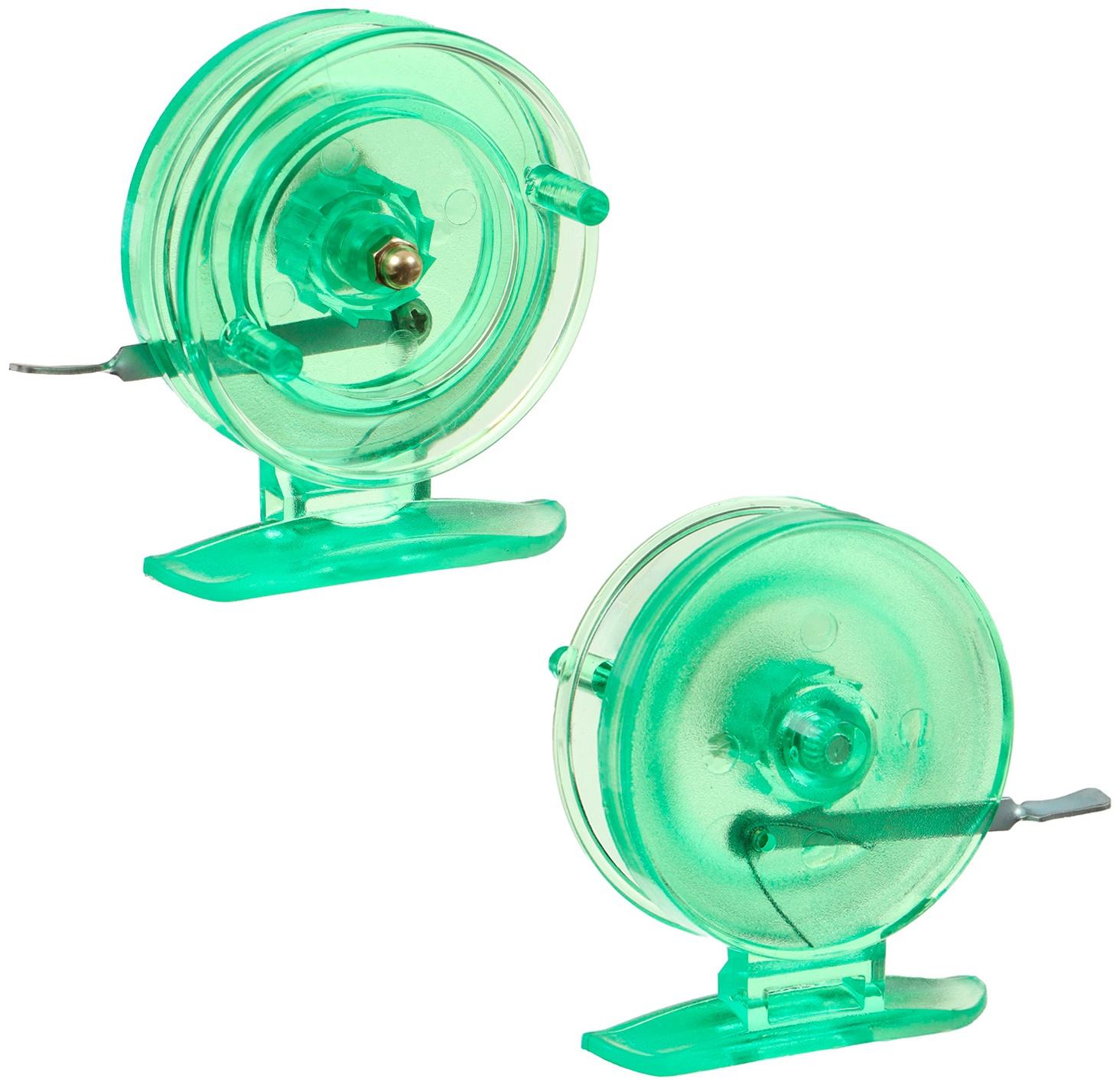 Катушка инерционная, пластик, диаметр 6.5 см, цвет салатовый, 808S