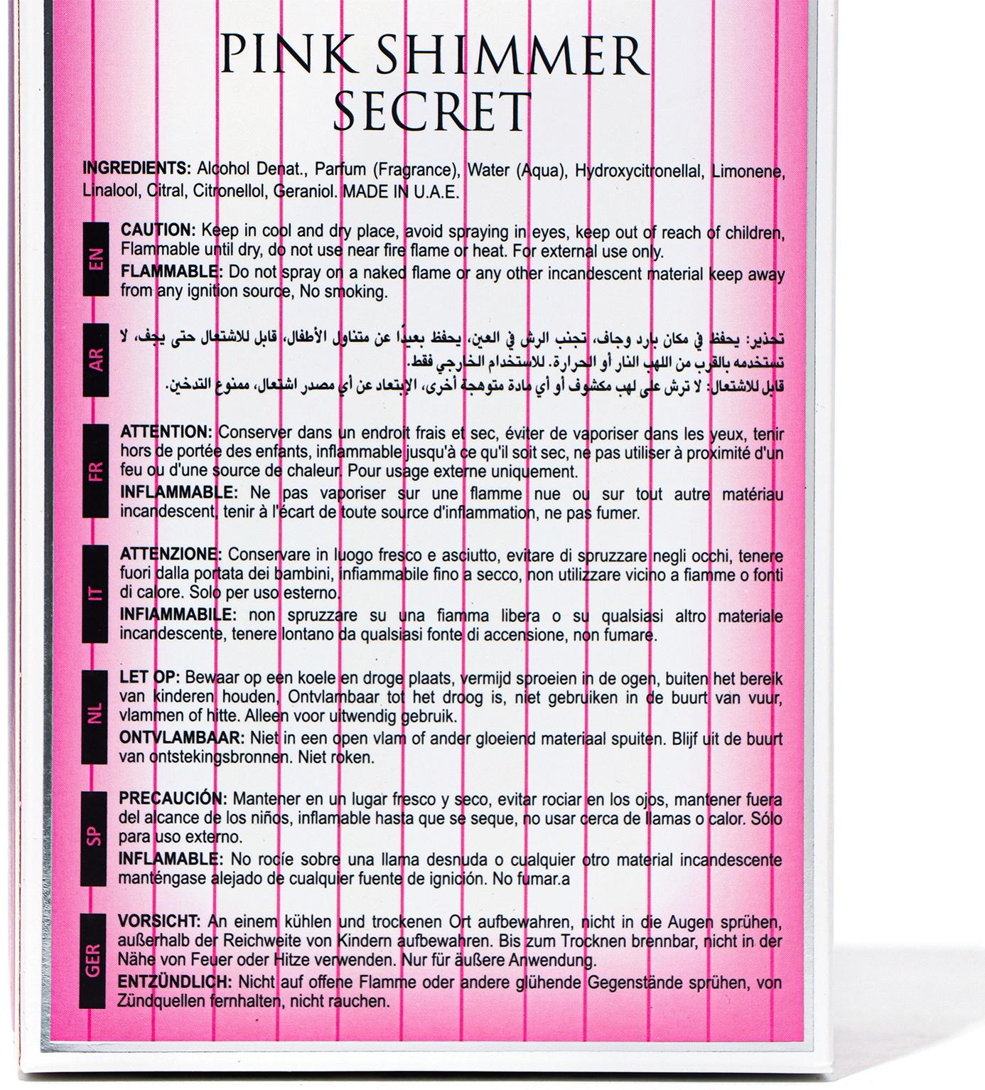 Парфюмерная вода женская Pink Shimmer Secret (по мотивам Victoria Secret), 100 мл