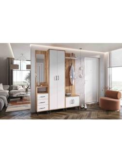 Прихожая Белла №5, 1600х360х2172, Крафт золотой/Белый