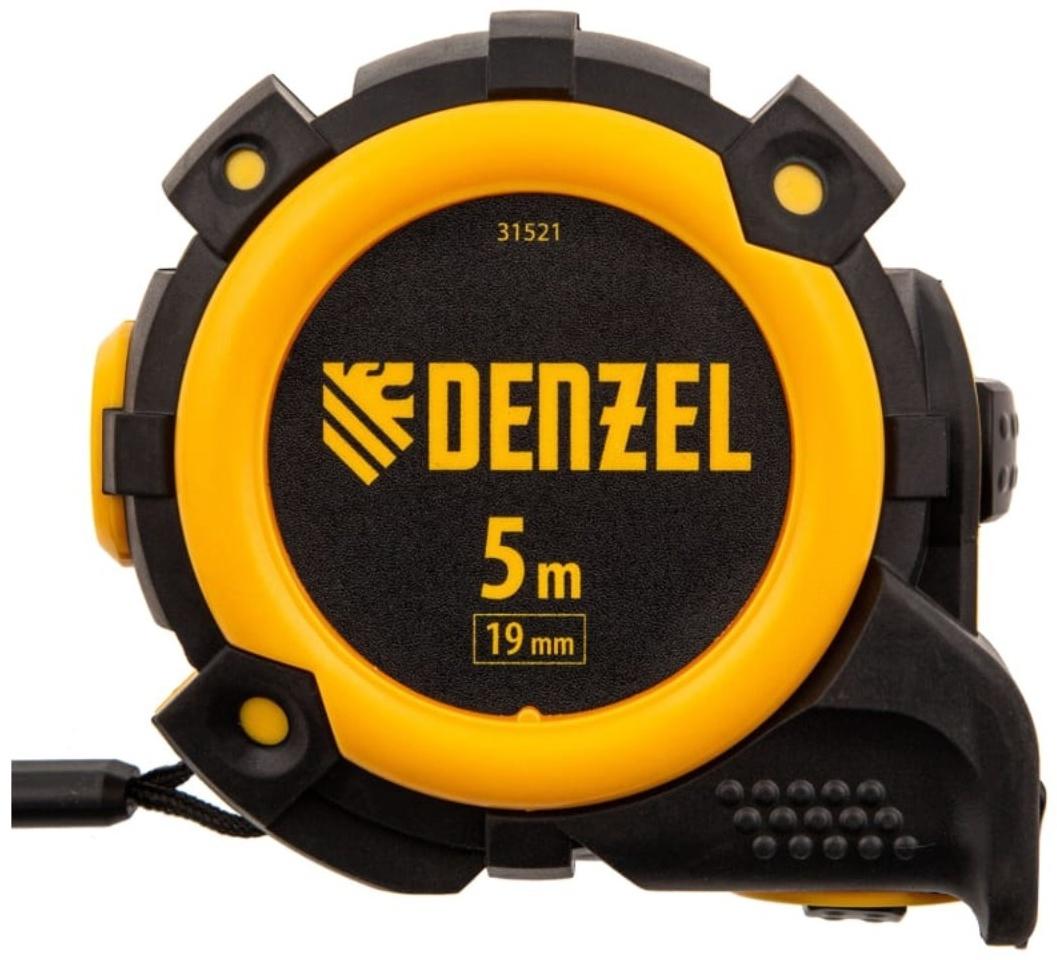 Рулетка Denzel 31521, нейлоновое покрытие, магнитный зацеп, автомат, 5 м х 19 мм