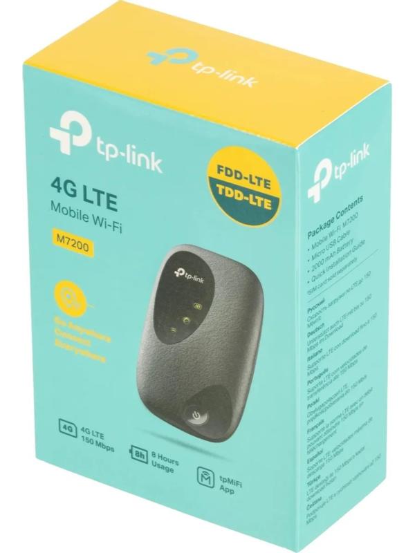 Wi-Fi роутер TP-Link M7200, мобильный, 300 Мбит/с, 150 Мбит/с, 4G, чёрный