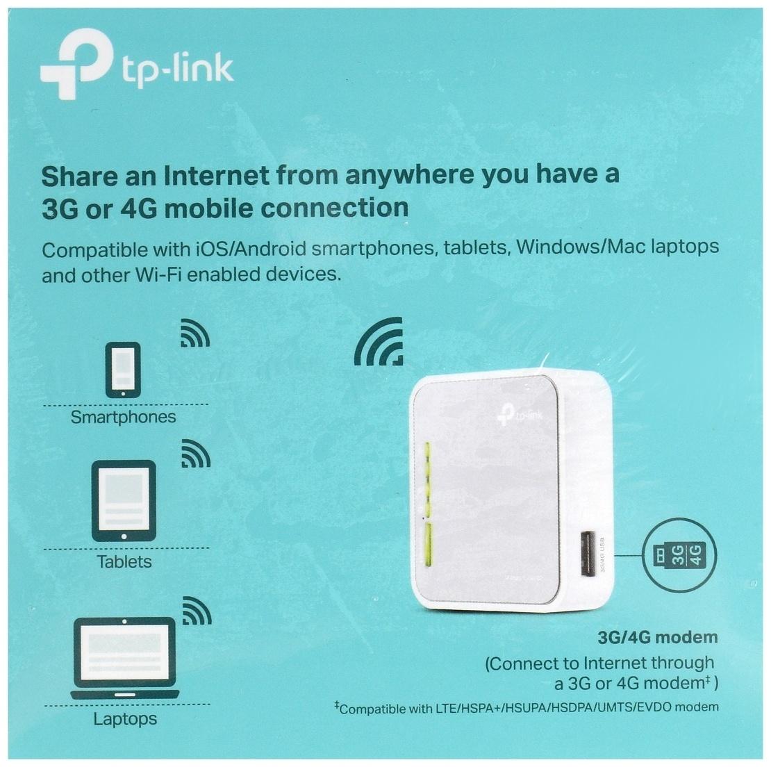 Wi-Fi роутер TP-Link TL-MR3020, 300 Мбит/с, 1 порт 100 Мбит/с, белый