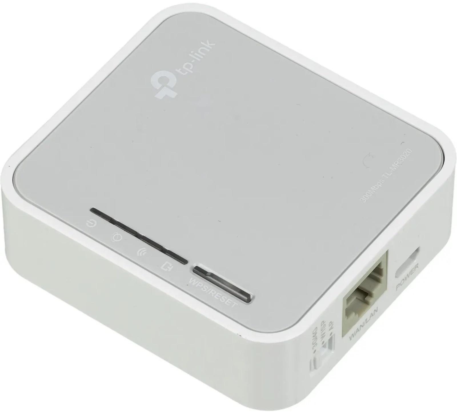 Wi-Fi роутер TP-Link TL-MR3020, 300 Мбит/с, 1 порт 100 Мбит/с, белый
