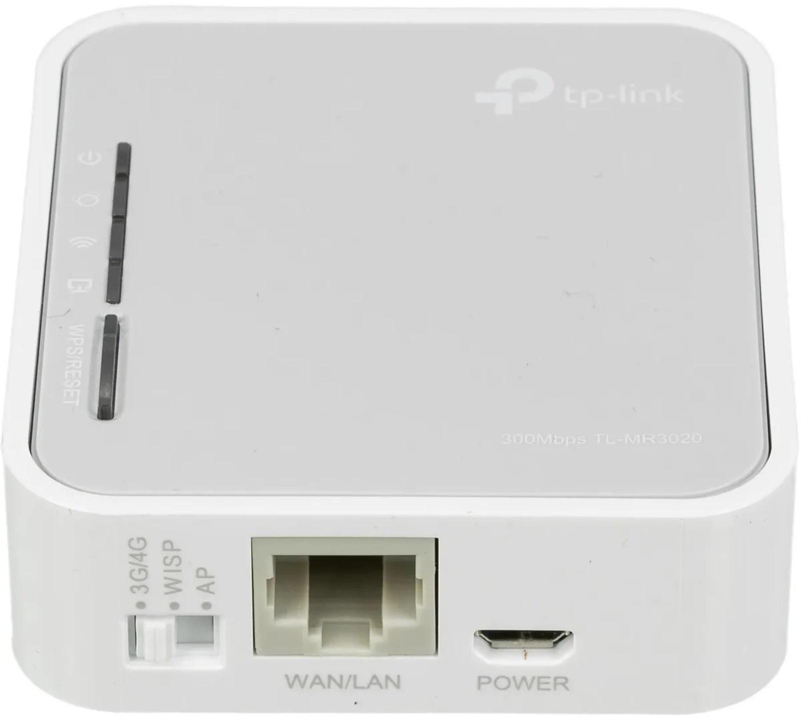 Wi-Fi роутер TP-Link TL-MR3020, 300 Мбит/с, 1 порт 100 Мбит/с, белый