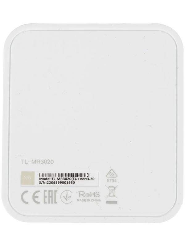 Wi-Fi роутер TP-Link TL-MR3020, 300 Мбит/с, 1 порт 100 Мбит/с, белый
