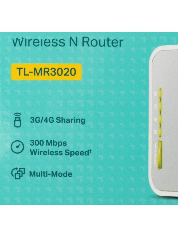 Wi-Fi роутер TP-Link TL-MR3020, 300 Мбит/с, 1 порт 100 Мбит/с, белый