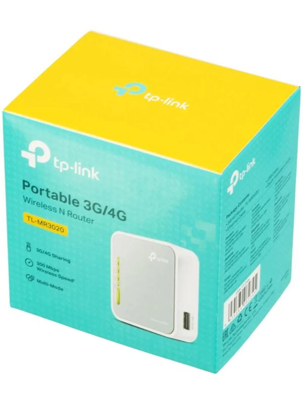 Wi-Fi роутер TP-Link TL-MR3020, 300 Мбит/с, 1 порт 100 Мбит/с, белый