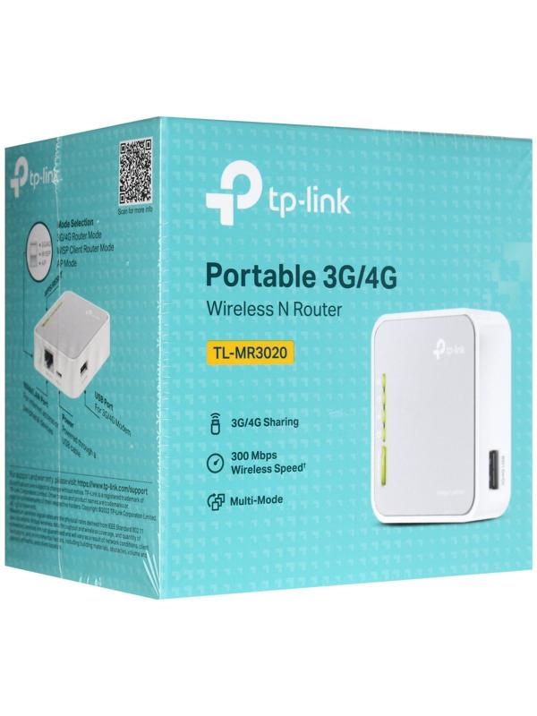 Wi-Fi роутер TP-Link TL-MR3020, 300 Мбит/с, 1 порт 100 Мбит/с, белый