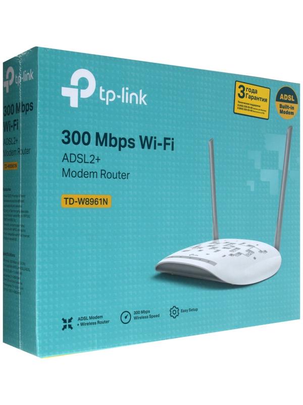 Wi-Fi роутер TP-Link TD-W8961N, 300 Мбит/с, 4 порта 100 Мбит/с, белый