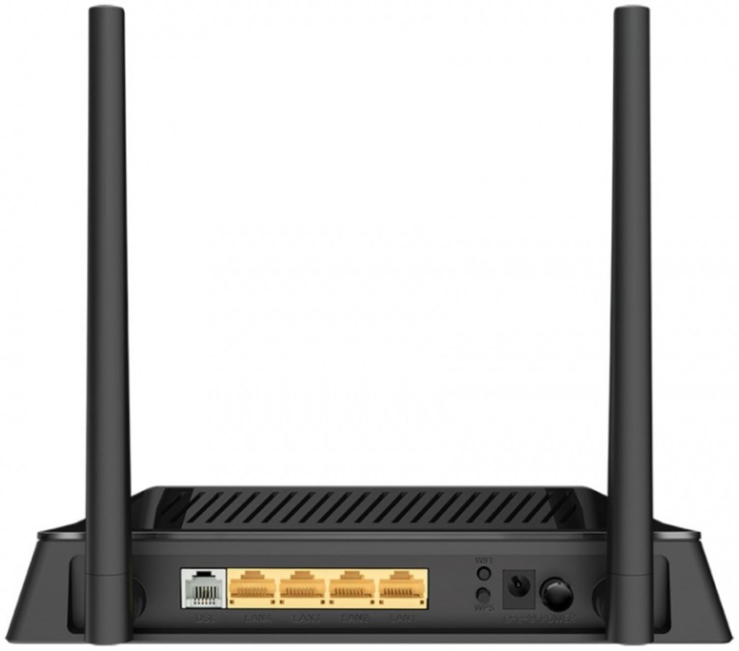 Wi-Fi роутер D-Link DSL-224/R1A, 300 Мбит/с, 4 порта 100 Мбит/с, чёрный