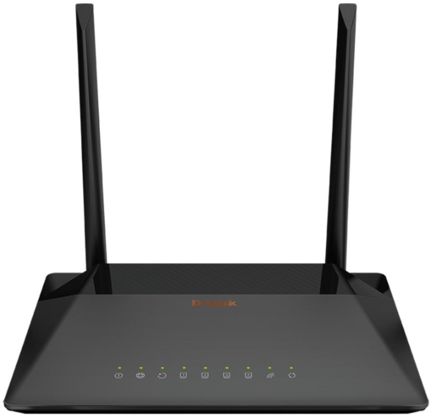 Wi-Fi роутер D-Link DSL-224/R1A, 300 Мбит/с, 4 порта 100 Мбит/с, чёрный