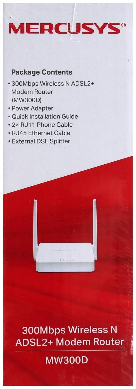 Wi-Fi роутер Mercusys MW300D, 300 Мбит/с, 3 порта 100 Мбит/с, белый