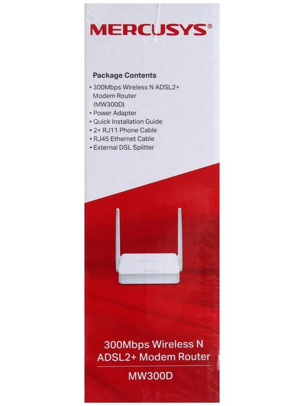 Wi-Fi роутер Mercusys MW300D, 300 Мбит/с, 3 порта 100 Мбит/с, белый