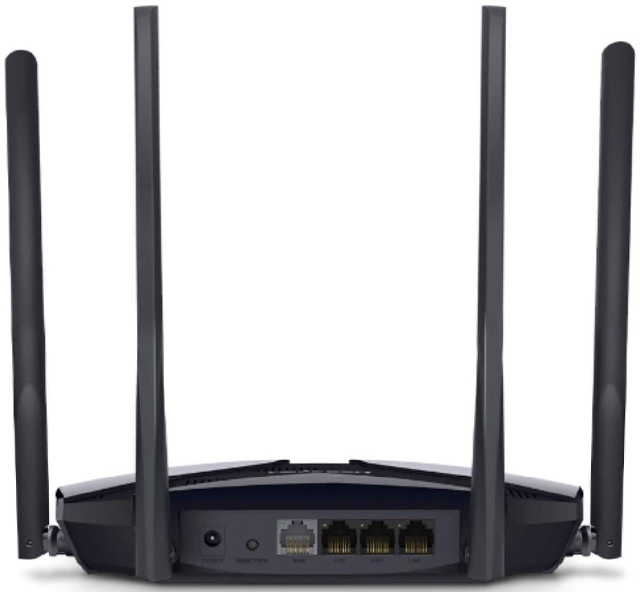 Wi-Fi роутер Mercusys MR80X, 2976 Мбит/с, 3 порта 1000 Мбит/с, чёрный