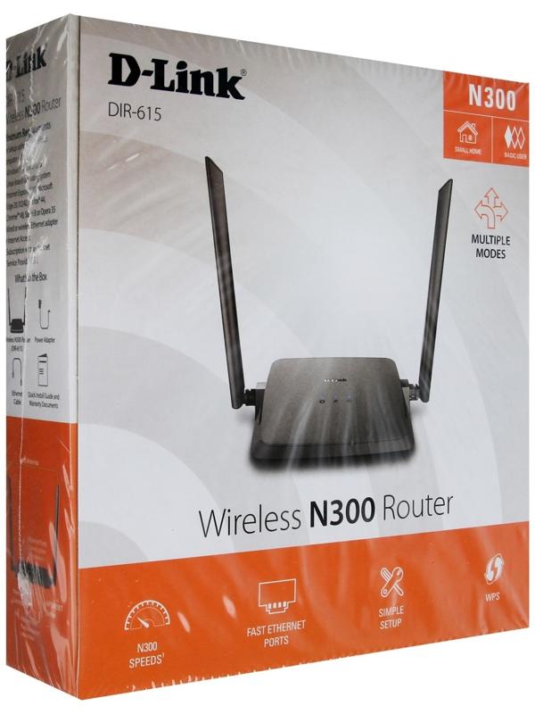 Wi-Fi роутер D-Link DIR-615/Z1A, 300 Мбит/с, 4 порта 100 Мбит/с, чёрный
