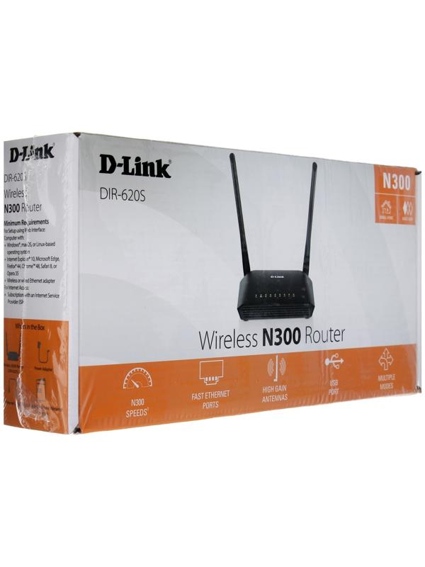 Wi-Fi роутер D-Link DIR-620S/RU/B1A, 300 Мбит/с, 4 порта 100 Мбит/с, чёрный