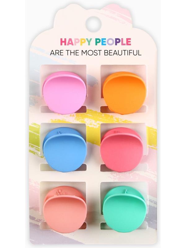 Набор крабов для волос Happy people, 2.5 х 2.5 х 1.5 см