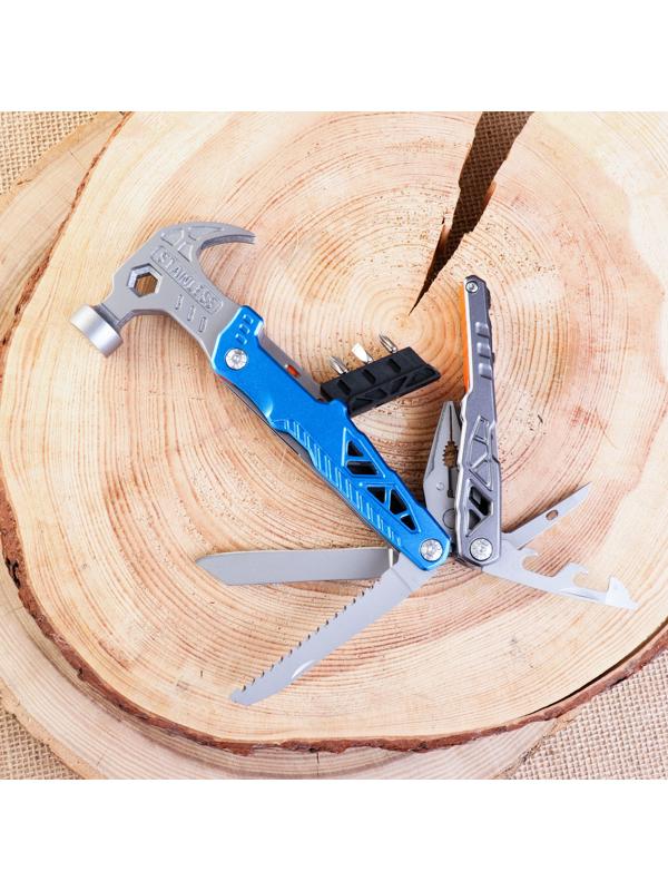 Мультитул 13в1 с плоскогубцами и молотком, синий