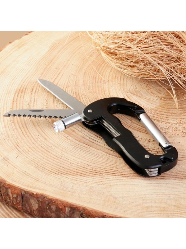 Нож складной с карабином и фонариком