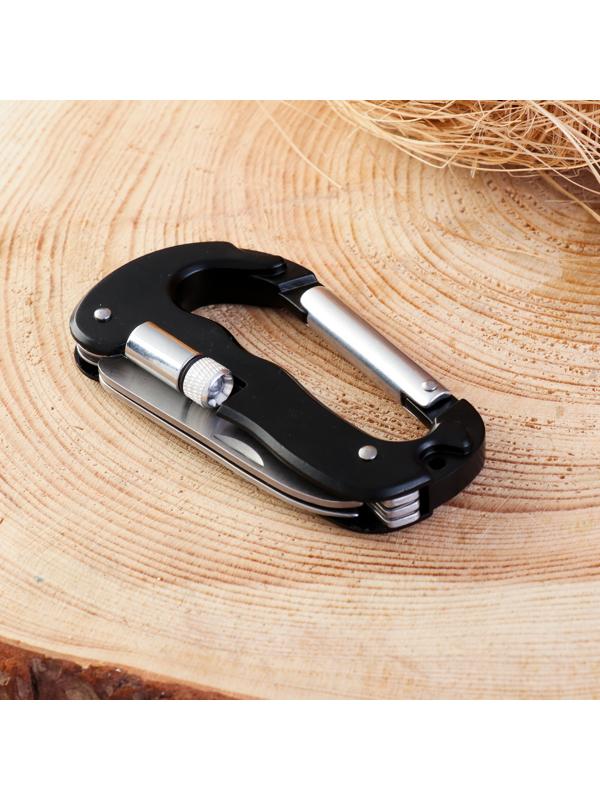 Нож складной с карабином и фонариком