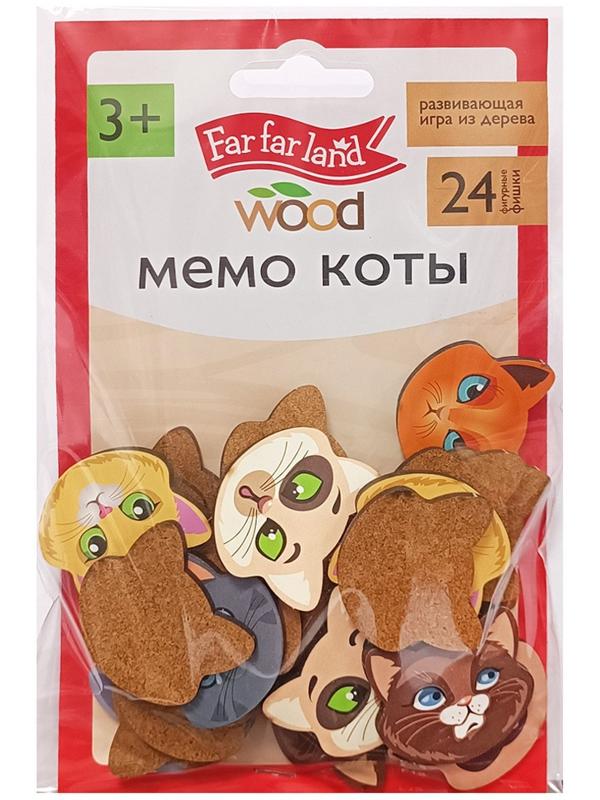 Игра настольная мемо «Коты» Far far land wood (24 фишки в коробке)