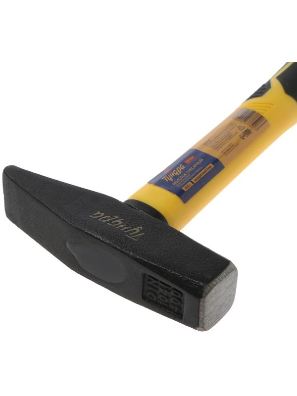 Молоток слесарный ТУНДРА ПРОФИ, квадратный боек, фиберглассовая 3К рукоятка, 400 г