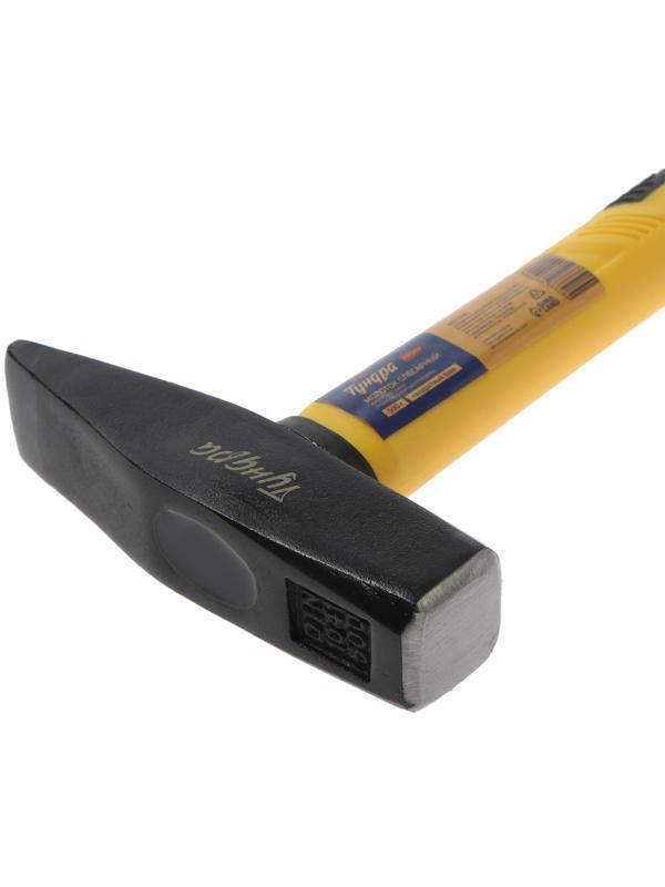 Молоток слесарный ТУНДРА ПРОФИ, квадратный боек, фиберглассовая 3К рукоятка, 500 г