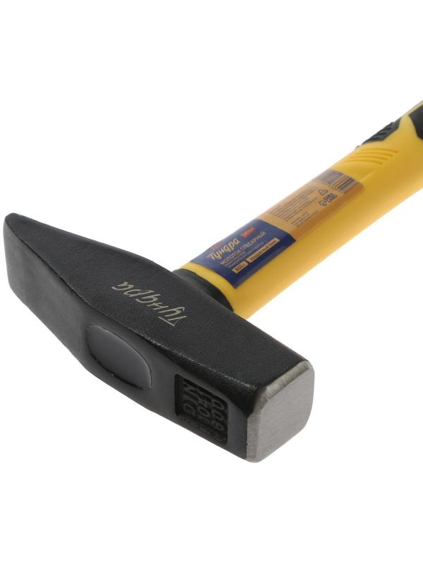 Молоток слесарный ТУНДРА ПРОФИ, квадратный боек, фиберглассовая 3К рукоятка, 600 г