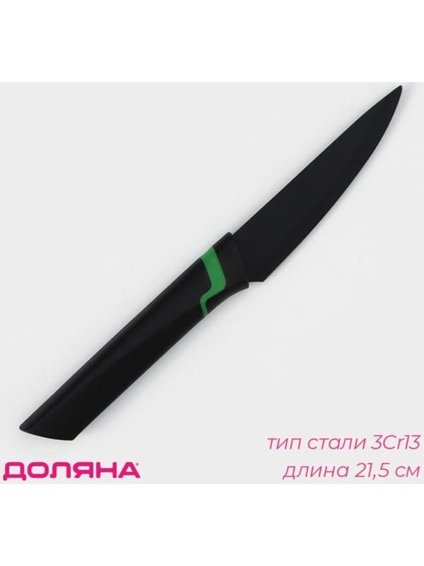 Нож кухонный для овощей Доляна Simplex, длина лезвия 10 см, цвет чёрный