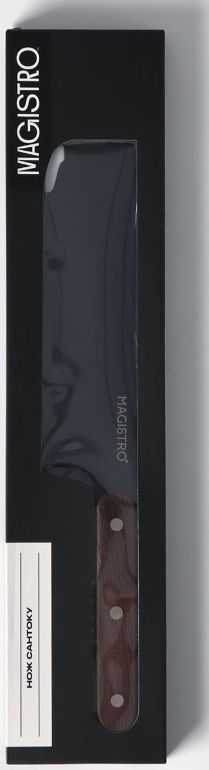 Нож Сантоку кухонный Magistro Dark wood, длина лезвия 17,8 см