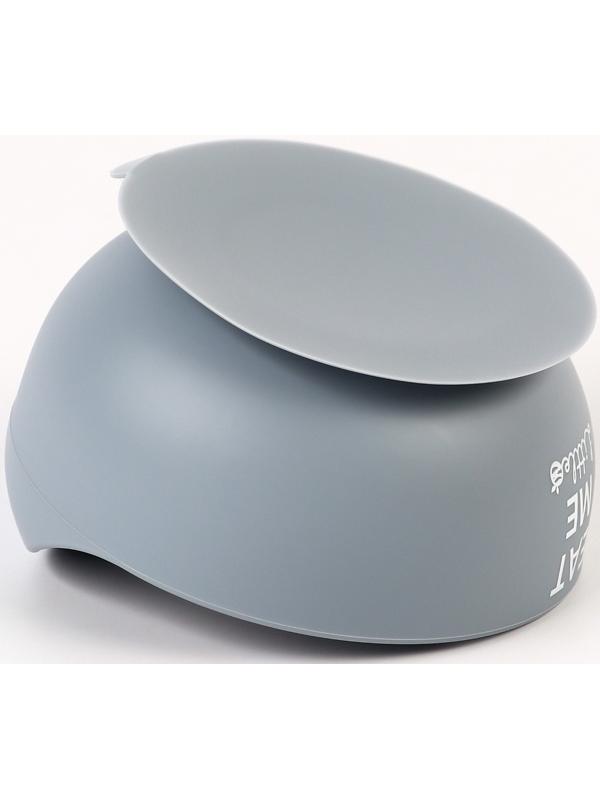 Тарелка детская, на присоске 300мл., M&B, 12х8х5, серый