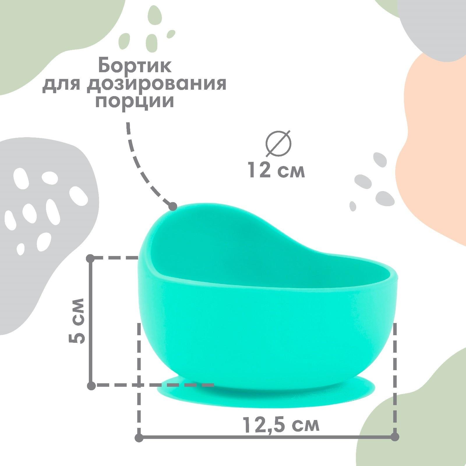 Тарелка детская, на присоске 300мл., Крошка Я, 12х8х5, бирюзовый
