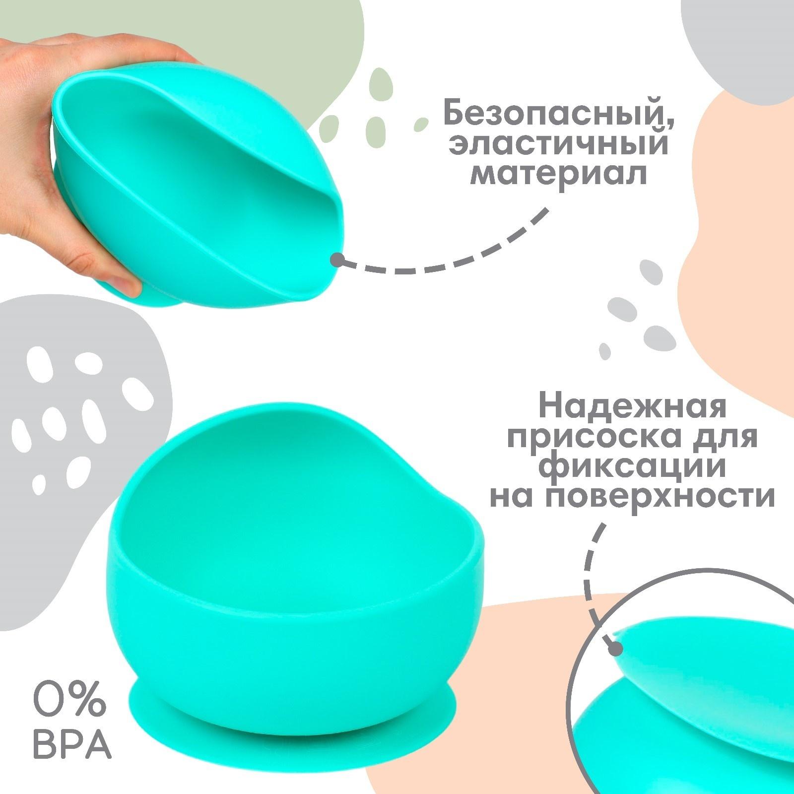 Тарелка детская, на присоске 300мл., Крошка Я, 12х8х5, бирюзовый
