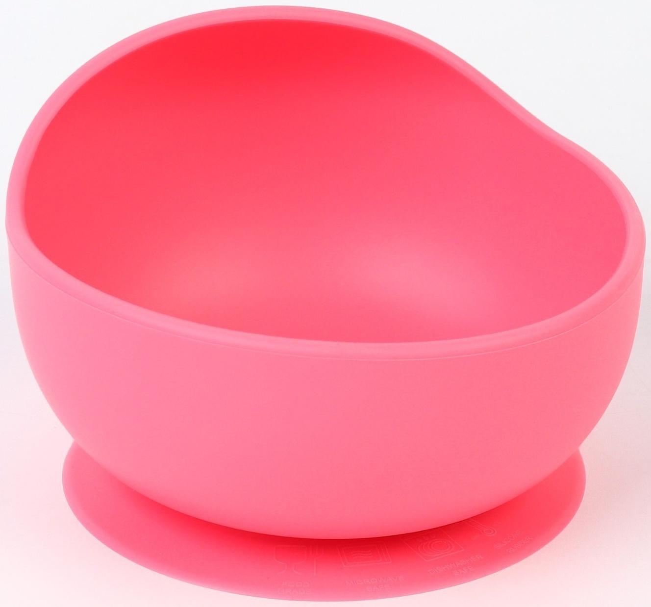 Тарелка детская, на присоске 300мл., Крошка Я, 12х8х5, розовый