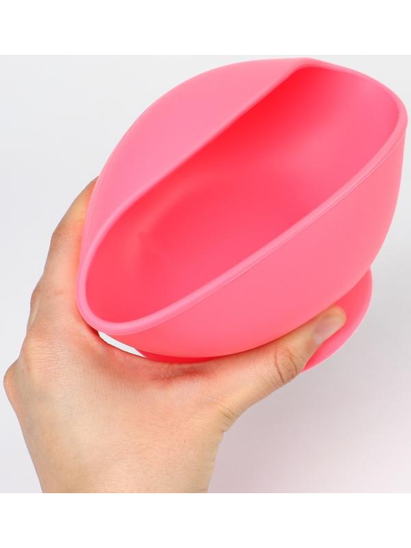 Тарелка детская, на присоске 300мл., Крошка Я, 12х8х5, розовый