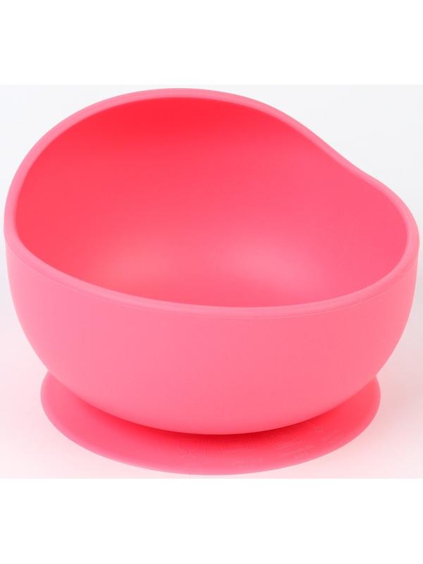 Тарелка детская, на присоске 300мл., Крошка Я, 12х8х5, розовый