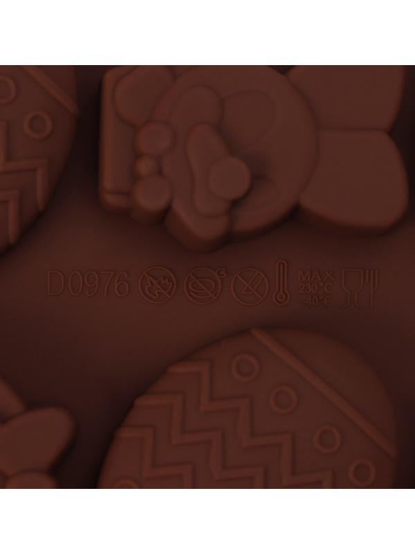 Форма силиконовая для кондитерских украшений Доляна «Пасха», 18,8×10×1,5 см, 8 ячеек, цвет коричневый